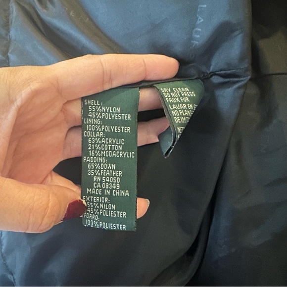 Lauren Ralph Lauren Full Zip Down Puffer Jacket Fur Hood Women's Medium Petite - Picture 10 of 10